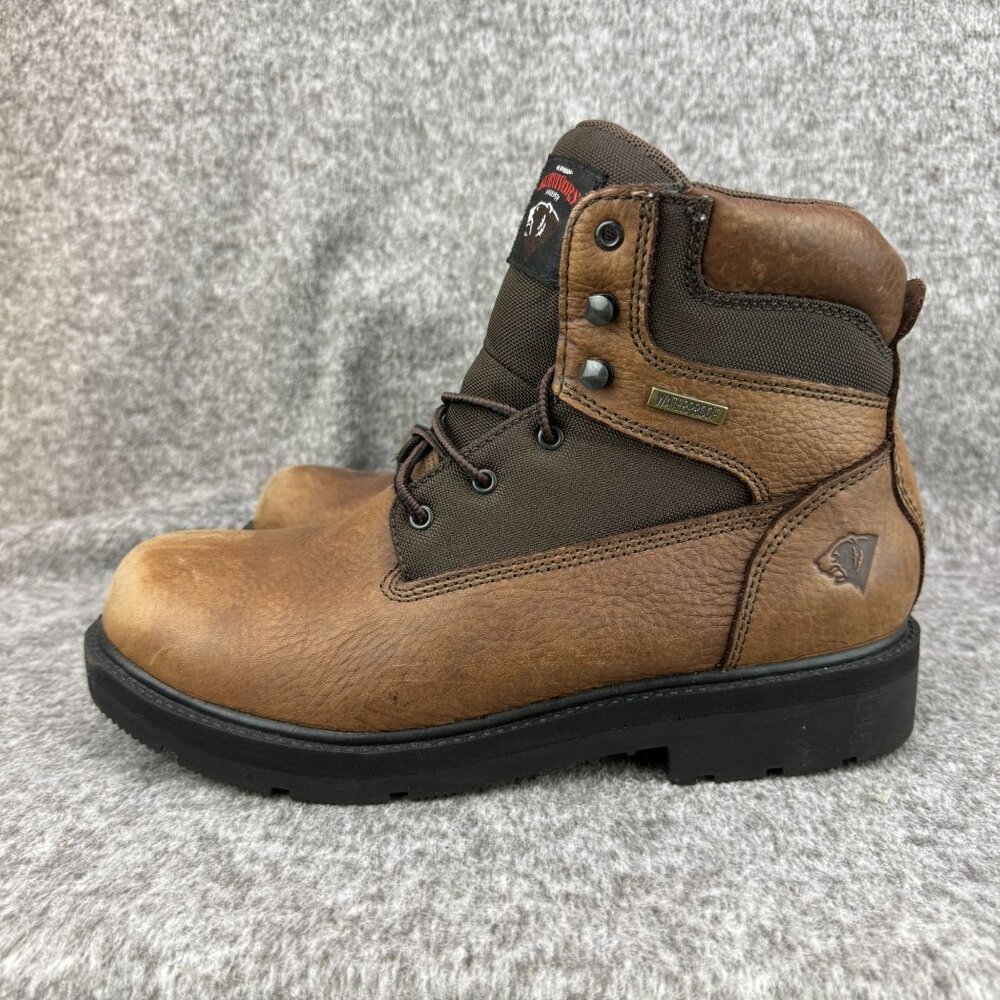 ✅Mens 10 Herman Survivors Revolver Leather Work Boots Brown Soft-Toe Lace-Up FO